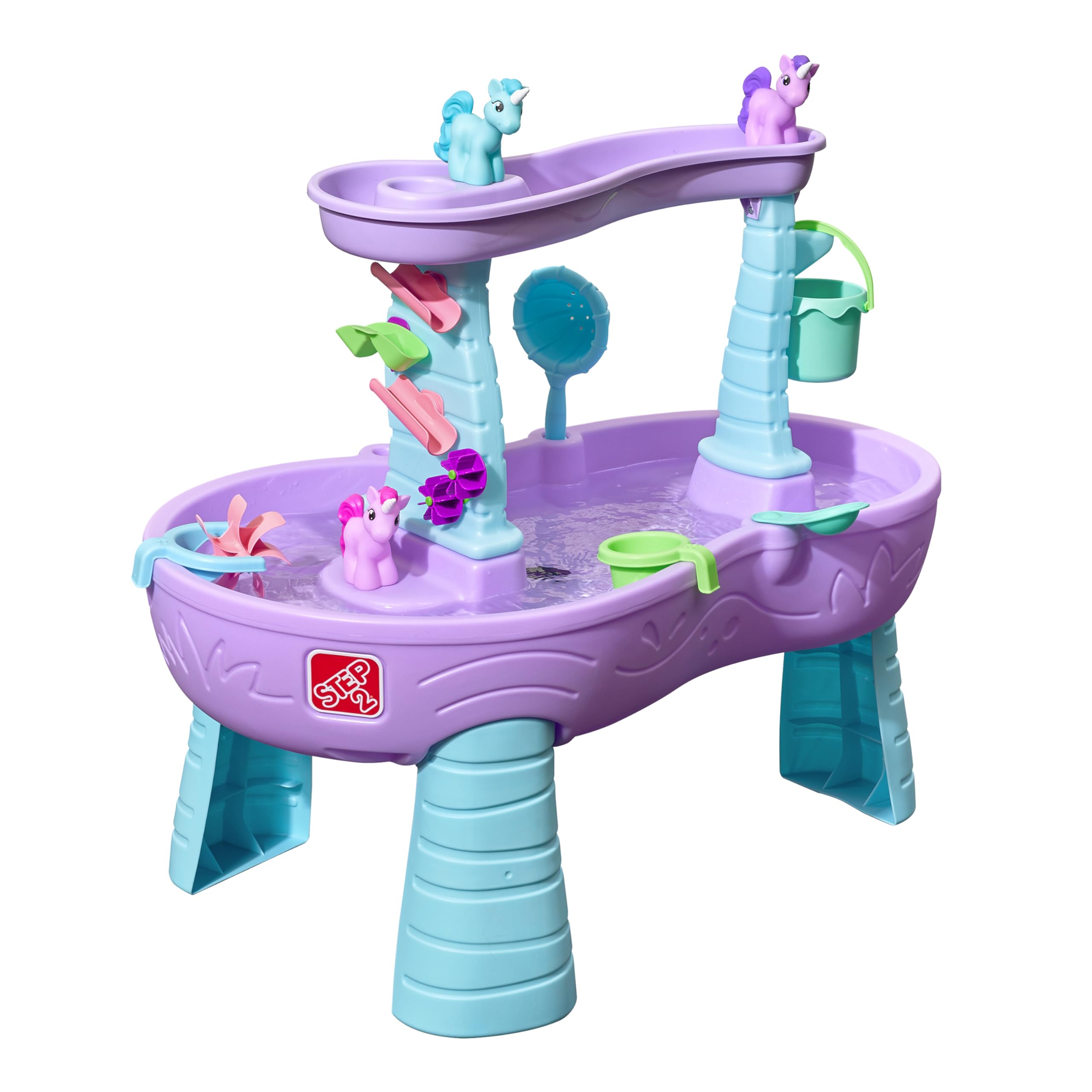 Step2 Rain Showers Splash Pond Toddler Water Table, Kids Water and Sand Activity Sensory Playset, Summer Outdoor Toys, 13 Piece Toy Accessories, For Toddles 1.5+ Years Old