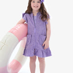 RuffleButts Baby/Toddler Girls Terry Butterfly Sleeve Full Zip Cover-Up - Wisteria Purple, 10