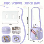 Reusable Insulated Lunch Bag for Kids Teens & Adults with Adjustable Shoulder Strap - Large Durable Lunch Bag Tote for School Travel Picnic Work - Leakproof Smiley Design Lunch Carrier (Purple-Smiley)