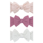 Baby Bling Bows - Newborn to Little Baby Girl Bows, 3PK CLASSIC KNOT Nylon Super Soft Stretchy Toddler Headbands, Perfect Hair Accessories Head Bands for Infant Kids, Made in the USA