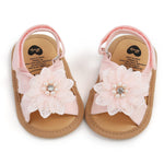 QWZban Baby Girl Sandals Summer Lace Flowers Princess Wedding Dress Flats Shoes Newborn Crib Shoes First Walkers Prewalkers