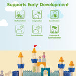 PlanToys® Castle Blocks Wooden Montessori Building and Imaginative Play Set | Creative Thinking, Fine Motor and Early STEM Learning Activity | Eco Friendly Open Ended Construction Toy