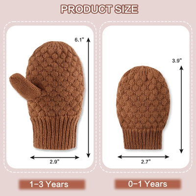 Yvnehcn Baby Boy Mittens Warm Kids Winter Knit Glove Toddler Gloves for Boys Girls 0-3 Years (1-3 Years, Brown-2)