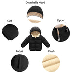 Kimjun Toddler Baby Hooded Puffer Jacket Boys Girls Kids Thicken Warm Winter Coat Fleece Outerwear black 80