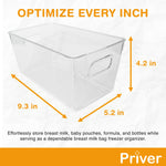 Priver - Breast Milk Freezer Storage Containers, 2 pack - Breastfeeding Essential in Organization and Storage for Milk & Baby Bottles, Reusable Freezer Organizer Bins, 5.2’’ W x 9.3" L x 4.2" H
