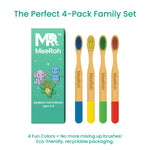 MeeRoh Kids Bamboo Toothbrush 4 Pack – Ultra Soft Bristles for Toddlers & Children Ages 3–8 – Kids Toothbrush Eco-Friendly Bamboo Handle – Multi-Color