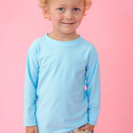 RUGGEDBUTTS® Baby/Toddler Boys Long Sleeve Rash Guard Swim Shirt w/UPF 50+ - Blue Breeze, 3-6m