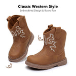 Ahannie Toddler Cowboy Boots Boys Girls Western Boots with Hook Loop
