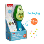 Little Kids Fisher-Price Toddler Toy Shake and Go Bubble Maraca 2-in-1 No Spill Bubble Wand and Musical Toy Maraca | Ages 18+ Months | Includes 4oz of Non-Toxic Bubble Solution
