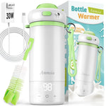 Ammsia bottle warmer with packaging, brush, and power adapter on a white background