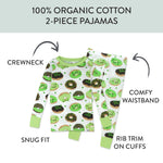HonestBaby Celebration 2-Piece Pajamas Sleepwear PJs 100% Organic Cotton for Baby, Toddler, Kids, Shamrock Sprinkles