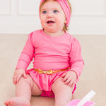 RuffleButts Baby Girls UPF50+ Princess Long Sleeve Bow Skirted One Piece Swimsuit