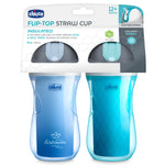 Chicco Insulated Straw Sippy Cup 12+ Months, 9oz Toddler Training Cup with Spill-Free Flip-Top Lid, BPA-Free 2-Pack, Blue Discover/Teal