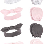 Hudson Baby baby-girls Cotton Headband and Scratch Mitten Set