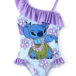 Disney Stitch Girls Swimsuits Lilo & Stitch Ruffle One Piece Bathing Suits Sport Summer Beach UPF 50 Swimwear Purple Quick Dry for Kids Girl Size 3T