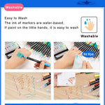 Kekelele Dual Tip Markers for Kids, Washable Markers Set, Art Marker with Stand Portable Box, Gift For Kids (24 Colours)