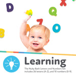 Nuby Foam Bath Letters and Numbers for Toddlers - Bath Toy Set for Kids 3+ Years - 36 Pieces