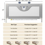 Baby Bed Rail Guard for Toddlers, Reinforced 74.8in Toddler Bed Rails for Twin, Full, King Bed with Height Adjustable, Extral Tall Child Safety Side Railing Guards/Bedrail for Kids, Grey Bear, 1 Side