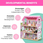 Delta Children Little Gem Dollhouse - 3-Story Dollhouse with 4 Rooms - Includes 16 Accessories - Fits 5-inch Dolls - Pretend Play Dream Gift for Ages 3+