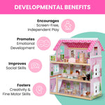 Delta Children Little Gem Dollhouse - 3-Story Dollhouse with 4 Rooms - Includes 16 Accessories - Fits 5-inch Dolls - Pretend Play Dream Gift for Ages 3+