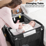 Pack and Play, Baby Bassinet Bedside Sleeper with Diaper Changer, Baby Playard, Baby Travel Playpen, Portable Baby Crib with Carry Bag, Easy to Install