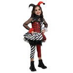 Spooktacular Creations Girls Clown Costume, Halloween Evil Clown Costume, Black and Red Jester Dress for Girls Halloween Dress Up, Role Play, Cosplay Party
