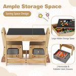Costzon Kids Table and Chairs, 3 in 1 Wooden Activity Toddler Desk w/Blackboard & Storage Drawers for Art & Craft, Snack Time, Homework, Toddler Table and Chair Set for Nursery, Home, Playroom (Gray)