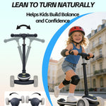 Kids Scooter, 3 Wheel Kick Scooter for Toddlers with Light Up Wheels, Lean-to-Steer Design, Adjustable Height Handlebar, Anti-Slip Deck, Ages 2–8(Black)