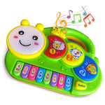 AMINFUN Baby Piano Drum 6-12 Months Toy, Caterpillar Piano Keyboard Drum Light Up Sound Musical Toy, Learning Educational Interactive Infant Toddler 12-24 Months Gift