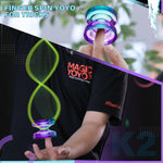 MAGICYOYO K2 Crystal Responsive Yoyo for Kids Beginners with Extra Unresponsive Yo Yo Bearing, Professional Plastic Trick Yo Yo for Adults+12 Stings+Bearing Removal Tool+Storage Bag(Green Purple)