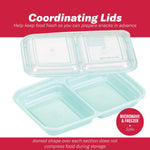 GoodCook Meal Prep Rectangle Snack Containers, 10 Pack, Light Blue, BPA-Free, Reusable 3-Compartment, Portable Snack Box, Microwave & Freezer Safe, with Lids for Portion Control
