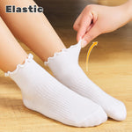 ANYANIME Toddler Ruffle Socks for Girls - 6 Pairs Non Slip Grippy Frilly Socks