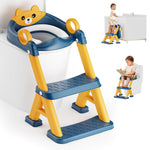 Potty Training Seat, Toddler Toilet Seat With Steps, 2 In 1 Toddler Potty Training Toilet With Splash Guard, Anti-Slip Step Stool Soft Mat, Adjust High Potty Seats For Toddlers Kids Boys Girls