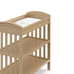 Graco Benton Changing Table with Bonus Water-Resistant Changing Pad (Driftwood) - GREENGUARD Gold Certified, Includes Diaper Change Pad with Safety Strap, 2 Open Storage Shelves for Organizing