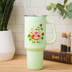 Silver Buffalo Strawberry Shortcake Life is Delicious Flowers Vintage Stainless Steel Tumbler with Handle and Straw, Fits in Standard Cup Holder, 40 Ounces
