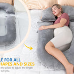 INSEN Pregnancy Pillows, Detachable Body Pillow for Sleeping, Nurse & Relax, Multi-Use Pregnancy Pillows for Pregnant Women, Grey