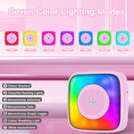 Lebt Mini Printer Sticker Printer Print Pod with 6 Rolls Sticker Paper, Seven Color Lighting Modes for DIY Scrapbook, Travel, Notes, Label, Memo, Compatible with iOS&Android