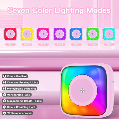 Lebt Mini Printer Sticker Printer Print Pod with 6 Rolls Sticker Paper, Seven Color Lighting Modes for DIY Scrapbook, Travel, Notes, Label, Memo, Compatible with iOS&Android
