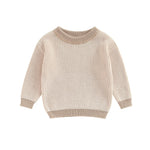 fhutpw Newborn Infant Baby Girl Boy Knit Sweater Crewneck Pullover Long Sleeve Chunky Sweater Toddler Fall Winter Clothes (Cream + Light Khaki, 0-3 Months)