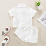 Baby Boys Clothes Set Toddler Infant Boys Button-down Shirt Tops + Cotton Gauze Shorts Summer Outfit 2PCS with Pockets