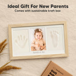 KeaBabies Baby Hand and Footprint Kit - Clay Handprint Keepsake Frame, Newborn Nursery Picture Frame, Personalized New Mom Gifts for Baby First Christmas Shower (Ash Wood)