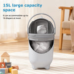 Tall Diaper Pail with Odor Control, 15L Capacity Baby Diaper Bin with Airtight Lid and Handle, Large Capacity, Hands-Free Trash Can for Nursery, Living Room, Bathroom White