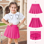 Dalukit 2 Pack Toddler Baby Girls Pleated Skirt Baby Girls Uniform Skirt Built in Shorts Tennis Casual Skorts for Little Kid