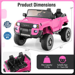 Costzon 24V 2 Seater Ride on Car for Kids, 4WD/2WD Switchable Licensed Toyota LC250 Ride on Truck w/Remote, Shovel, Music & Sounds, Electric Vehicle w/4-Wheel Spring Suspension for Ages 3+ (Pink)