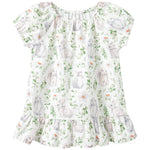 pureborn Toddler Girls Dress Easter Short Puff Sleeve Cotton Summer Playwear Dresses Sundress Bunny Leaves 3-4 Years