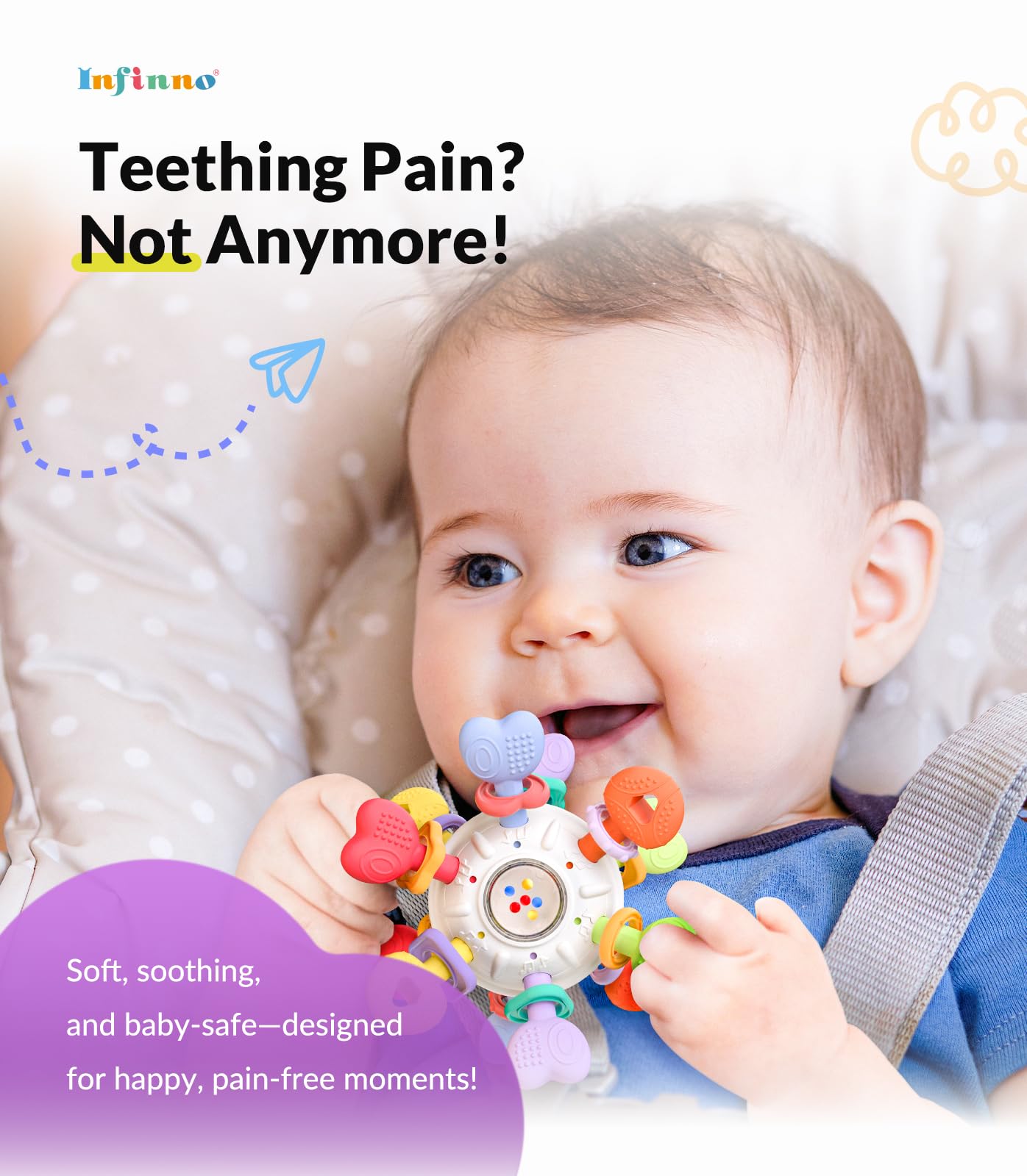 Baby Silicone Teething Toys - Safe, Multi-Functional BPA-Free Sensory Learning Teether Montessori Baby Toys for Infant 0-12 Months Teething Relief with Rattle Perfect Baby Gift for Boys Girls
