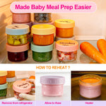 Caperci 6-Pack Glass Baby Food Storage Containers - 4 oz freezer safe Baby Food Storage jars with Lids, small glass baby puree containers,Baby Bullet Jars, Microwave & Dishwasher Safe, BPA Free