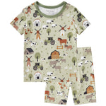 pureborn Toddler Viscose from Bamboo Pajamas Set Pjs - Little Boy Short Sleeve Snug Fit Soft Sleepwear 2pcs Farm 3T