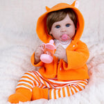 Aori Lifelike Reborn Baby Dolls - 22 Inch Realistic Baby Girl - Soft Weighted Body Doll with Fox Outfit Newborn Baby Doll for Girls 3+, Collectors, Role Play | Real Life Baby Doll Gift Set