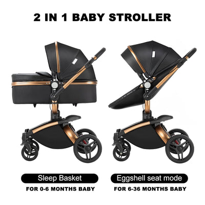 Convertible Baby Stroller with Bassinet, 360° Rotation, Triple Shock Absorption, Foldable, Safe & Comfortable, Aesthetic Pushchair for Newborn Infant Toddler Aged 0-36 Months (Brown)